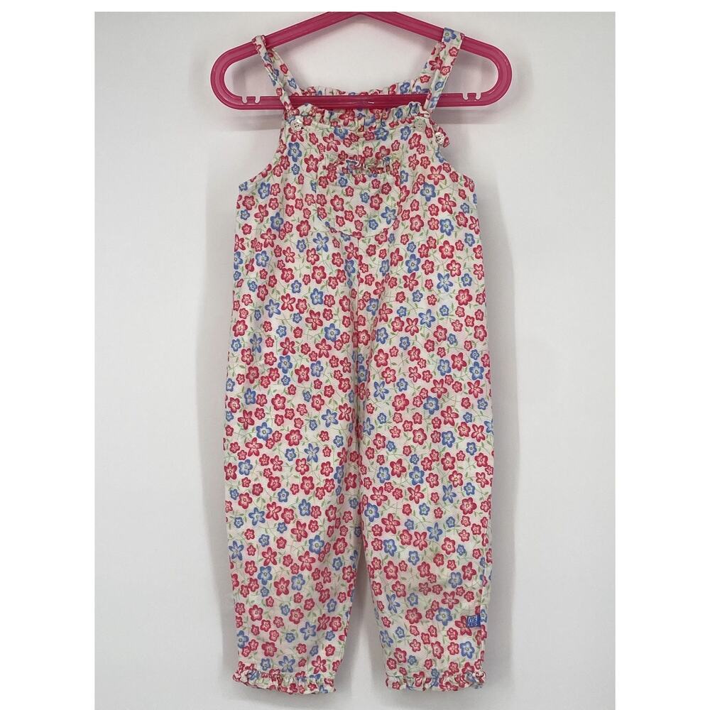 Vintage Retro McKids McDonalds Toddler Floral print overalls Sz 4T